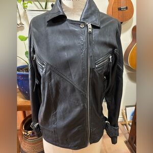 Topshop genuine leather moto jacket - Women’s size 6 EUC